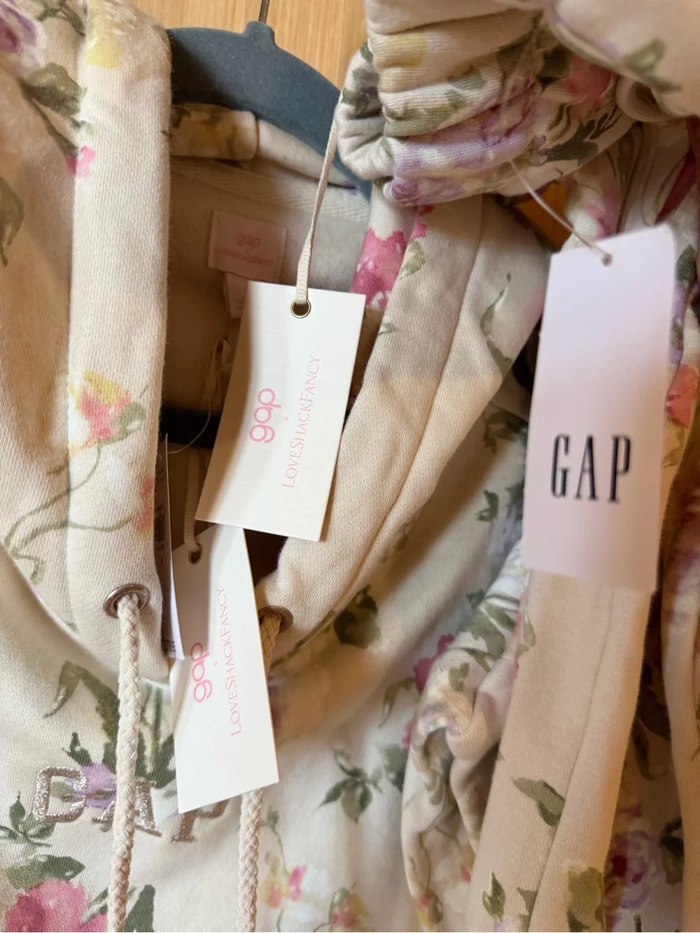 LoveShackFancy x Gap Cream Floral Zip Hoodie & Joggers Set - Pink & Purple